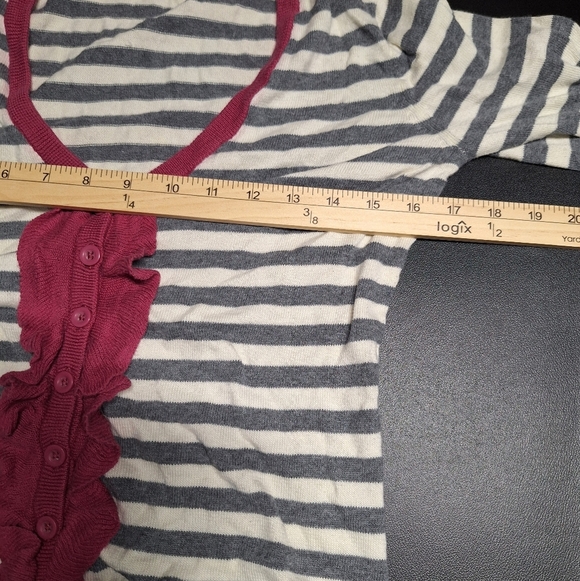 Anthropologies Sparrow Striped Gray and White Sweater. - Picture 6 of 7